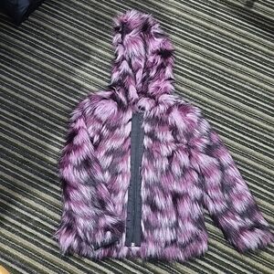 Faux Fur Hooded Coat Karl Lagerfeld Kids Purple
